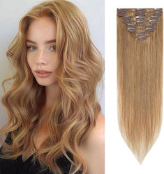 Haarverlängerung mit Clip mit Menschliche Remy Trasse in Dunkelheit Blond Farbe 55cm