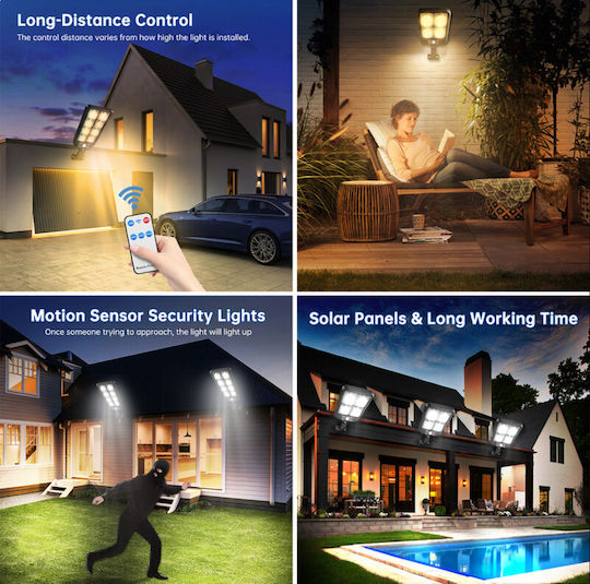 Foyu Solar Street Light 144W with Motion Sensor Photocell and Remote Control IP65