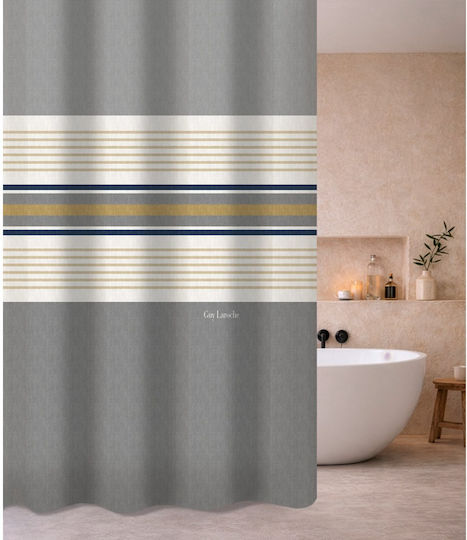 Guy Laroche Pinstripe Duschvorhang Stoff mit Tülle 180x185cm Grau