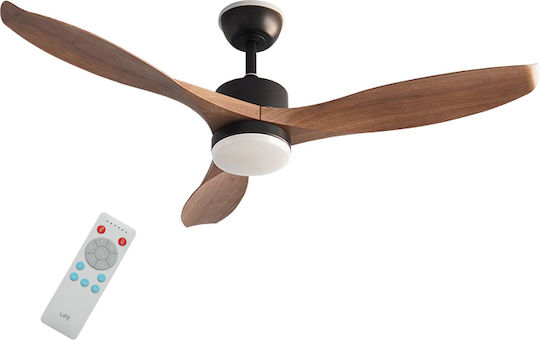 Life Veranda Ανεμιστήρας Οροφής 132cm με Φως Καφέ / Μαύρος