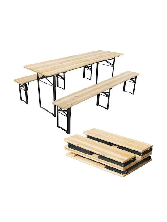 Zusammenklappbarer Garten- und Terrassentisch Schwarz 180x60x75cm