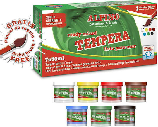 Alpino Washable Tempera 7 Colors X 40ml/box