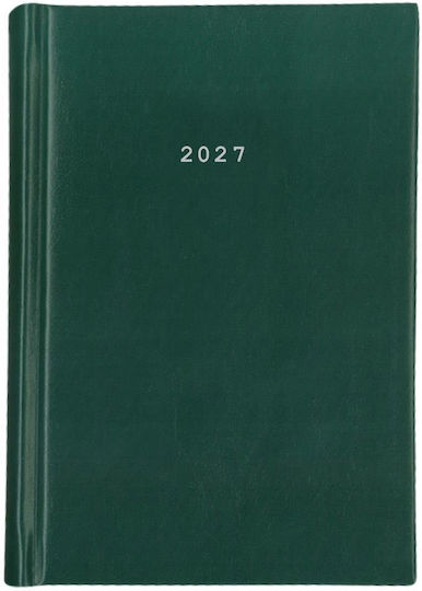 Next Ημερήσια Ατζέντα Basic 2027 Πράσινη Δερμάτινη 12x17εκ.