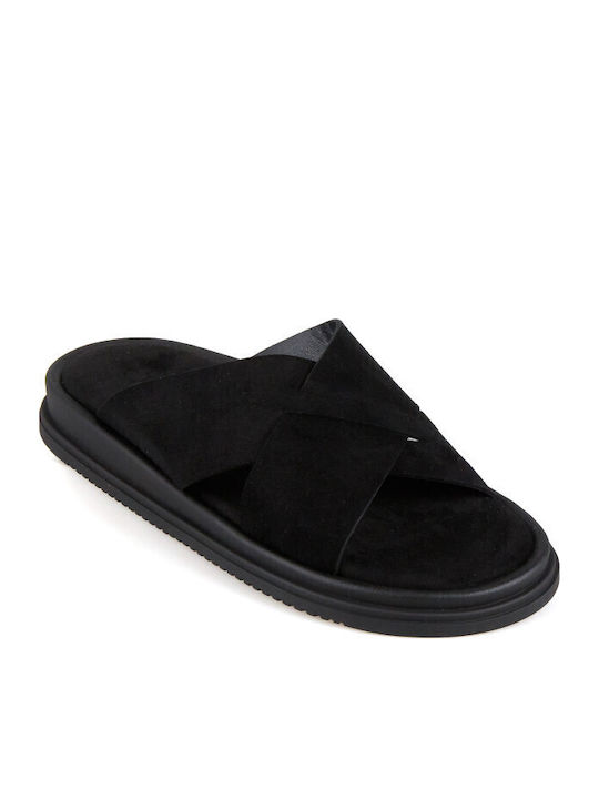 Кожени Дамски Сандали Flatforms Черни