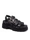 Leather Women's Flat Sandals Black