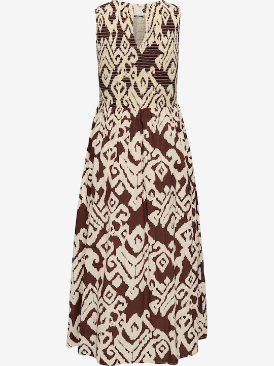 Summer Midi Dress Beige/Brown