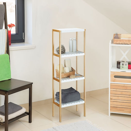 Relaxdays Floor Bathroom Shelf Bamboo with 4 Shelves 110x33x34cm Brown