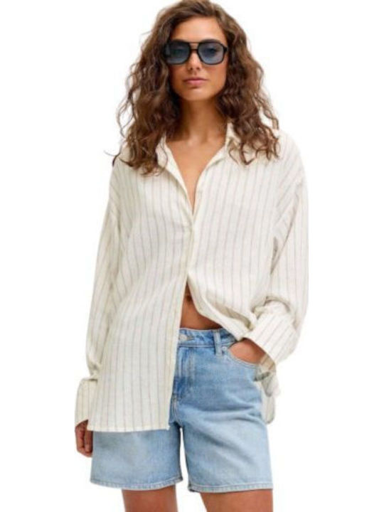 Jack & Jones Long Sleeve Women's Linen Shirt Bl...
