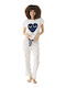 Ipek Tenim Winter Damen-Pyjama-Set Rosa