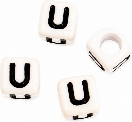 Acrylic Beads Cube Letters U 6mm 25pcs 19-12