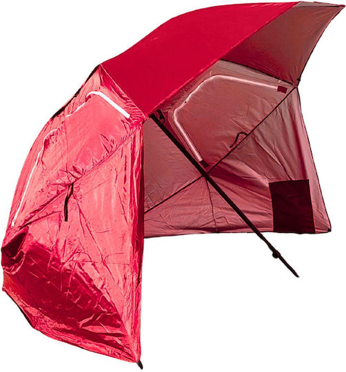 Folding Beach Umbrella Diameter 2.4m Red