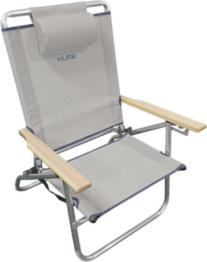 Hupa Beach Chair Aluminium High Back Light Grey Waterproof 56.5x59x81cm