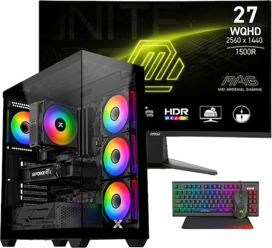 Vengeance Esports 2K Gaming Bundle-V2 Gaming Desktop PC Ryzen 7-8700F/32GB DDR5/1TB SSD/GeForce RTX 5070/Kein Betriebssystem + MSI MAG 27CQ6F VA Curved Monitor 27"