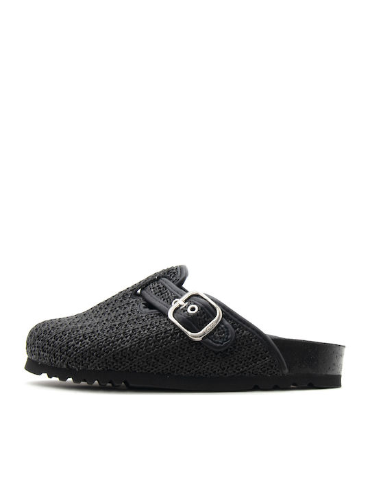 Scholl Δερμάτινα Mules Μαύρα