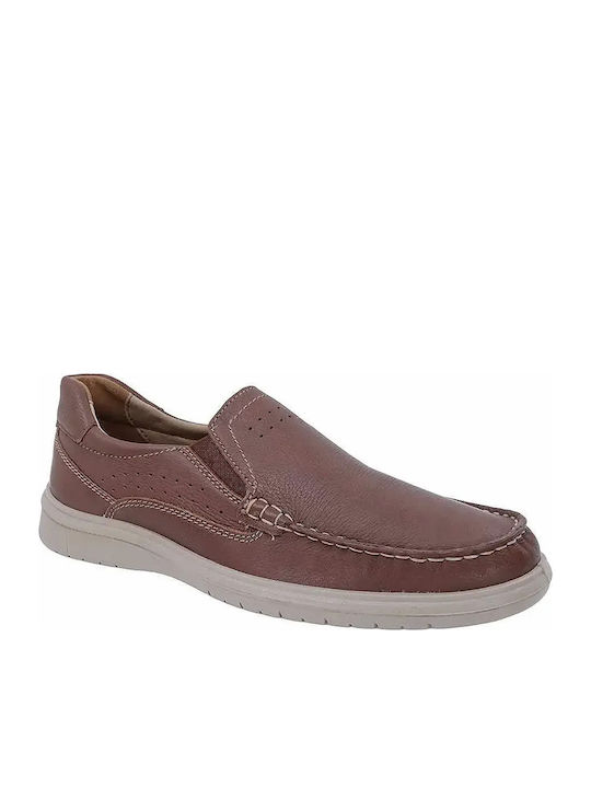Leather Men's Loafers In Beige Colour