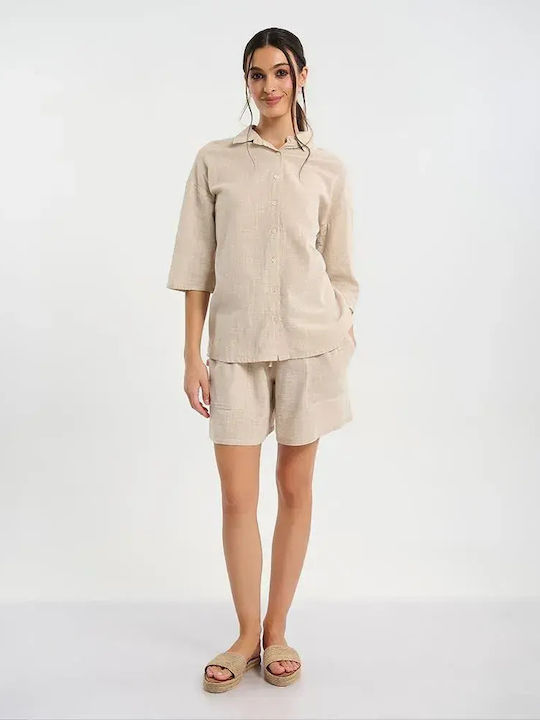 Long Sleeve Women's Shirt Beige