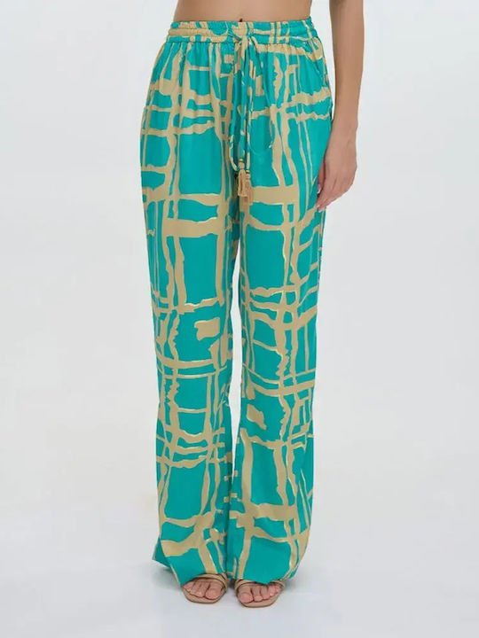 Women's Crepe Pantaloons Turquoise