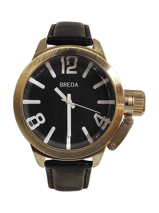 Breda Womens Watch 46mm Battery With Black Leather Strap