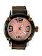 Ex Moda Men's Battery Watch With Brown Rubber Strap