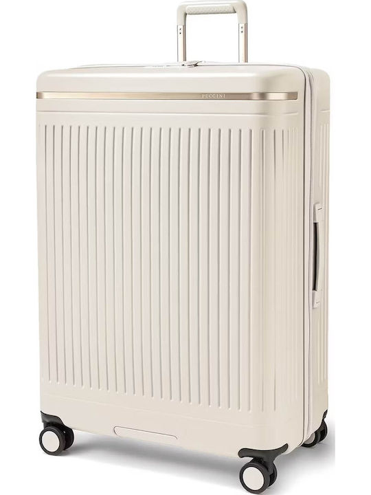 Puccini Reisekoffer Hart Beige mit 4 Rädern Höh...