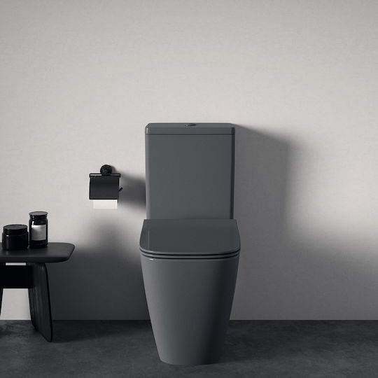 Ideal Standard Ilife A Wall Mounted Plastic Rectangular Low Pressure Gray Toilet Flush