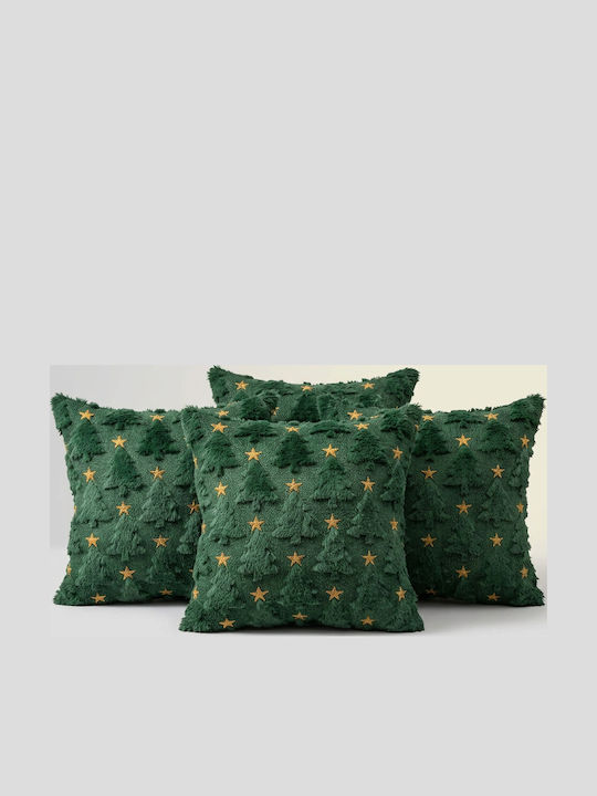 Christmas Velvet Pillowcases Set 4 Green 50x50 Cm