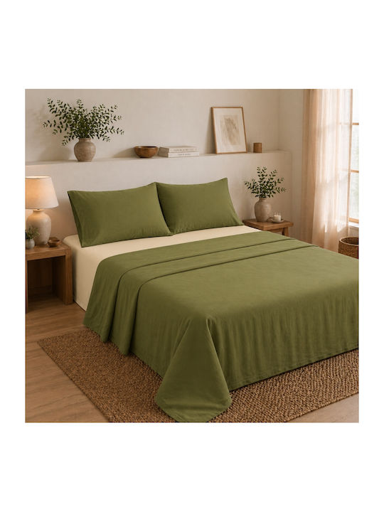 Oxford Home Σετ Σεντόνια Υπέρδιπλα 240x260εκ. Λαδί (4τμχ)