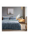 Lino Home Cotton Duvet Cover Set 170x250cm Single with Pillowcase Nuda Petrol Blue