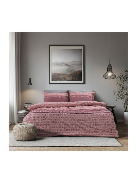 Lino Home Cotton Duvet Cover Set 170x250cm Single with Pillowcase Nuvet Dusty Pink