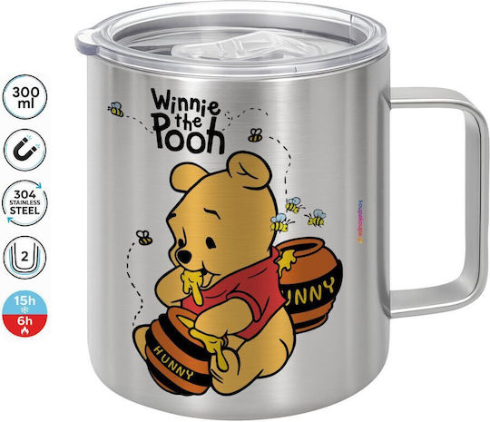 Koupakoupa Winnie the Pooh Mug Metallic with Lid Brown 300ml