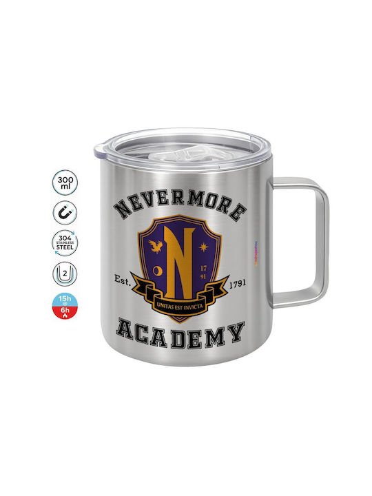 Koupakoupa Wednesday Nevermore Academy University Metallic Mug with Lid Brown 300ml