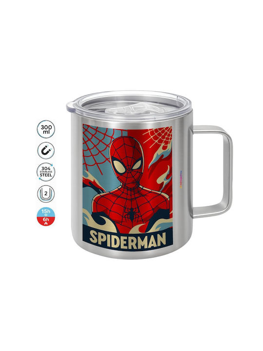 Koupakoupa Spiderman Kid Cană Metalică Cu Capac Maro 300ml