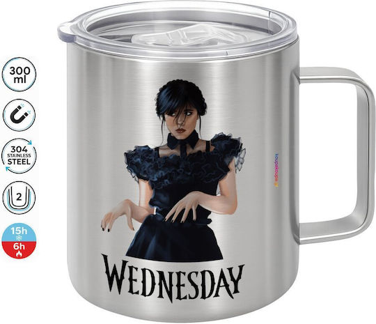 Koupakoupa Wednesday Adams Κούπα Μεταλλική με Καπάκι Καφέ 300ml
