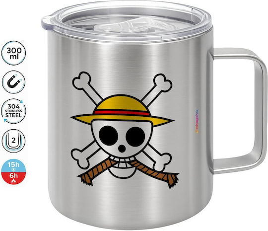 Koupakoupa Onepiece Skull Metallic Mug with Lid Brown 300ml