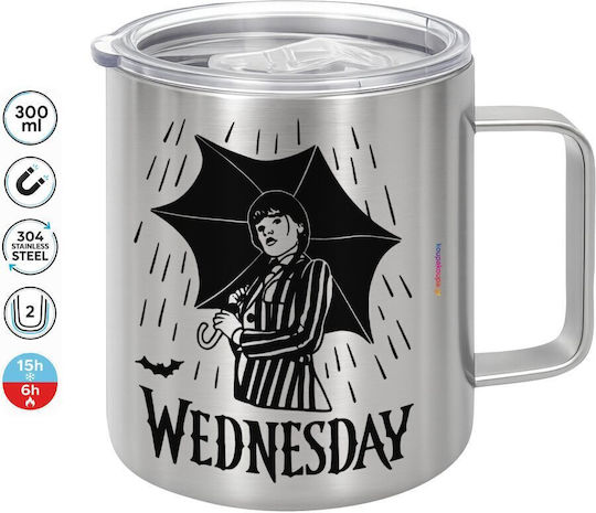 Koupakoupa Wednesday Addams Κούπα Μεταλλική με Καπάκι Καφέ 300ml
