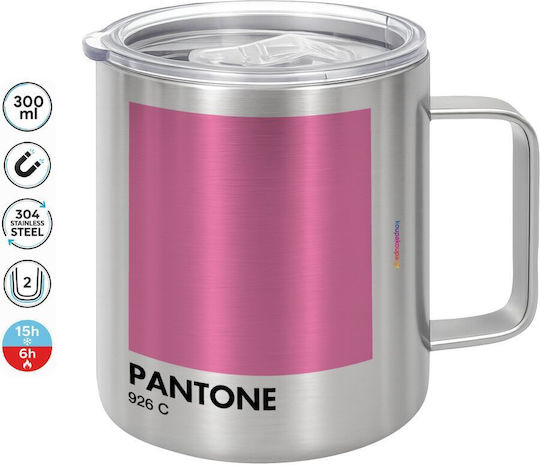 Koupakoupa Pantone Pink C Metallic Mug With Lid Pink 300ml