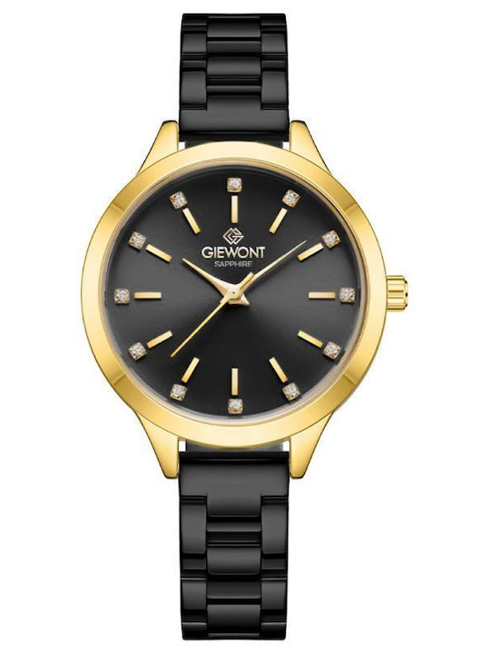 Giewont Womens Battery Watch With Black Metal Bracelet
