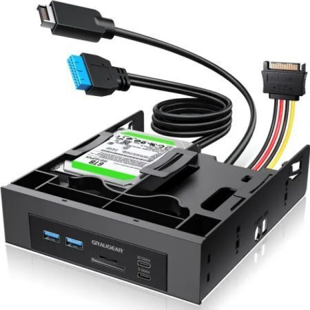 Graugear G-mp01cr-5 Front Panel 5.25" Bay Usb Hub & Card Reader & Frame 2x 2.5" Sata Ssds