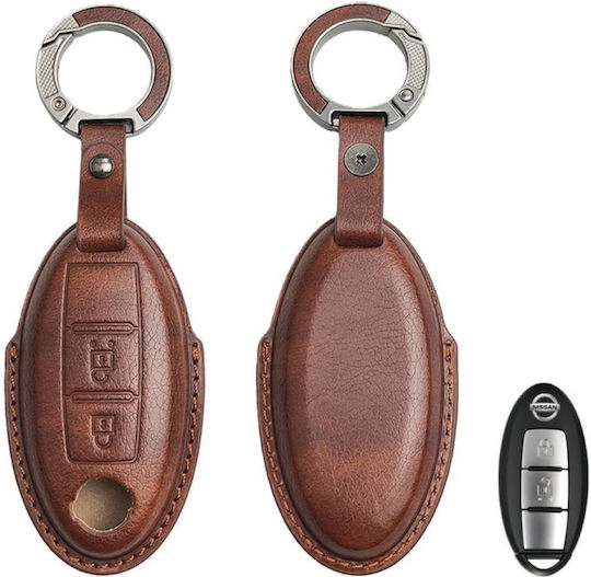 Leather Car Key Case Nissan 2 Buttons