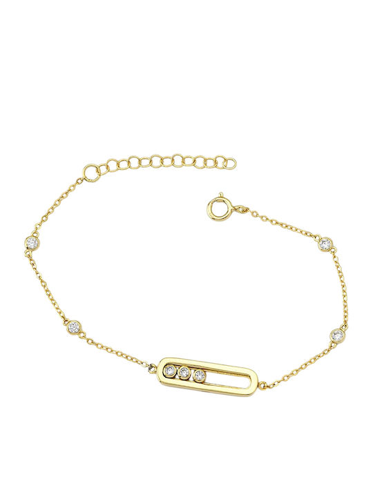 Kaloustian Women's Gold Plated Silver Chain Bracelet with Zircon