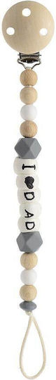 Kikadu Pacifier Clip I Love Dad with Beads Made of Polychrome Wood