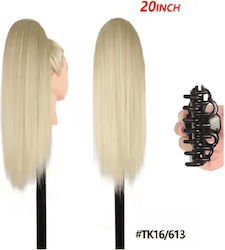 Ποστίς Αλογοουρά Ponytail Συνθετική Τρίχα Kanekalon Υψηλής Ποιότητας Κλάμερ Ίσια Ξανθό # Tk16/613 50cm