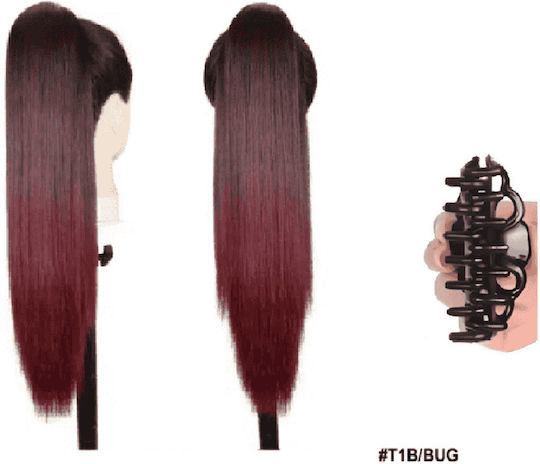 Ponytail Synthetic Hair Kanekalon High Quality Clamper Straight Red Burgundy # T1 Bug 50cm