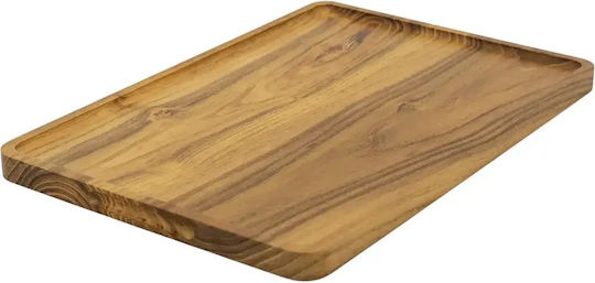 Ξύλινο Ορθογώνιο Πιάτο Teak Με Τοίχωμα 42x28 Εκ