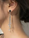 Kinzi Dangle Earrings Made of Steel with Black Stones