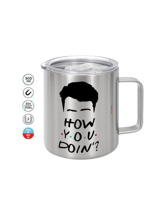 Koupakoupa Friends How You Doin? Metallic Mug with Lid Silver 300ml