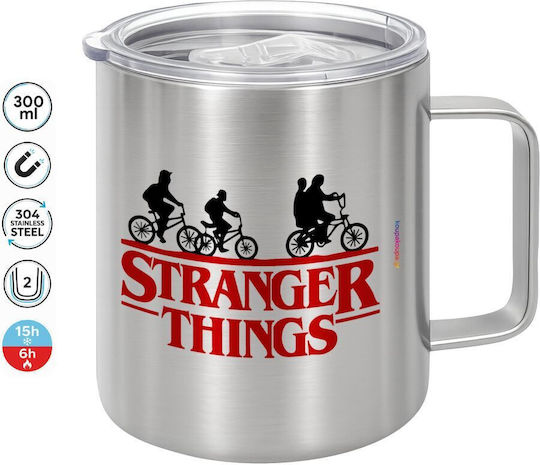 Koupakoupa Double Wall Metallic Mug with Lid Silver 300ml