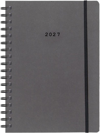 Next Daily Agenda Natural 2027 Gray Spiral 12x17cm