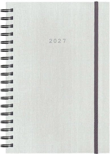 Next Ημερήσια Ατζέντα Fabric 2027 Λευκή Σπιράλ 12x17εκ.