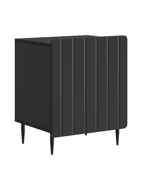 Wooden Bedside Table with Black Metal Legs 43x3...